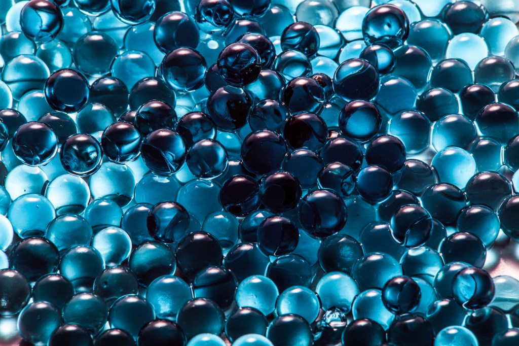 Photo is of blue abstract spheres.