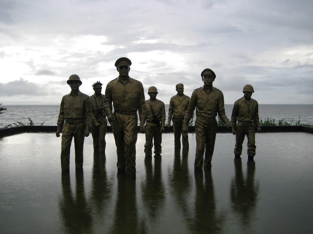 Photo is of the MacArthur Landing sculpture.